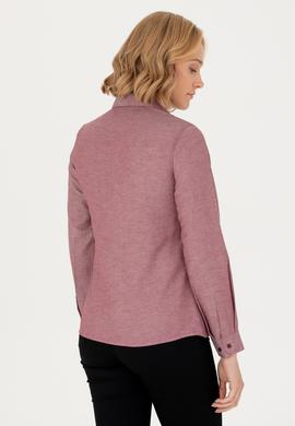 Kadın Bordo Uzun Kollu Basic Gömlek - 50277630043