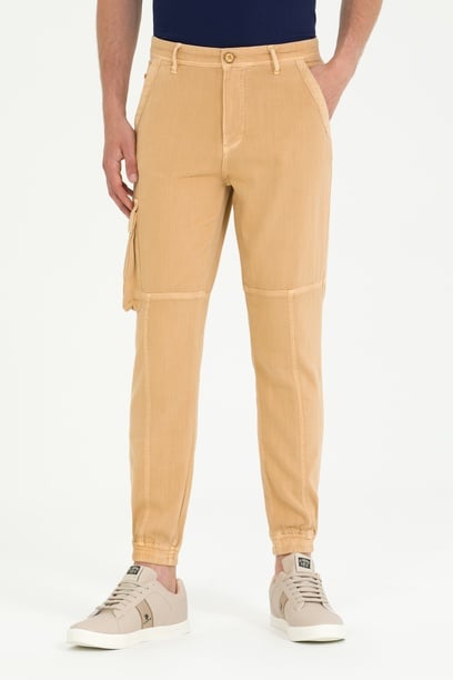 Erkek Jogger Fit Camel Kanvas Pantolon