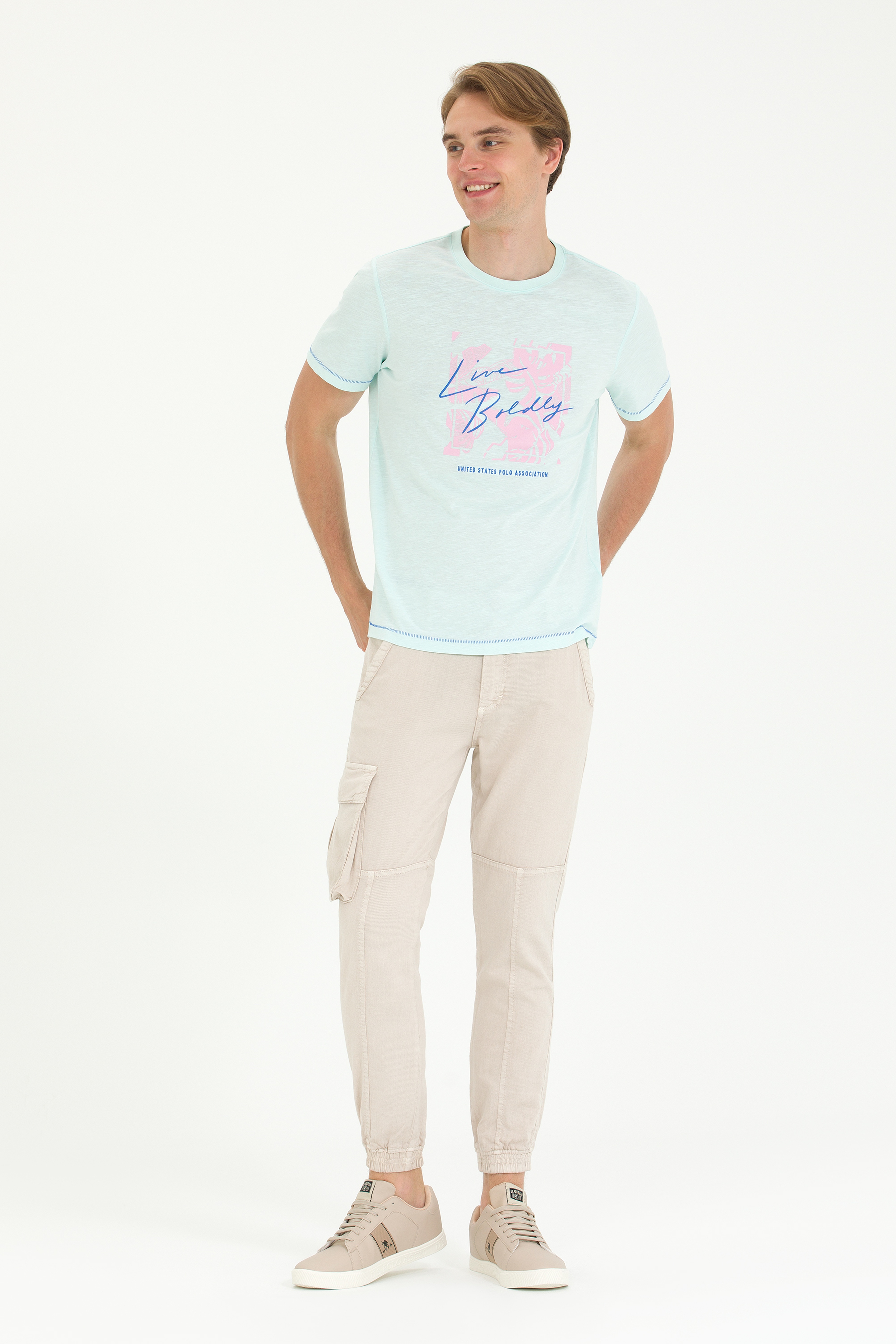 Erkek Jogger Fit Taş Kanvas Pantolon