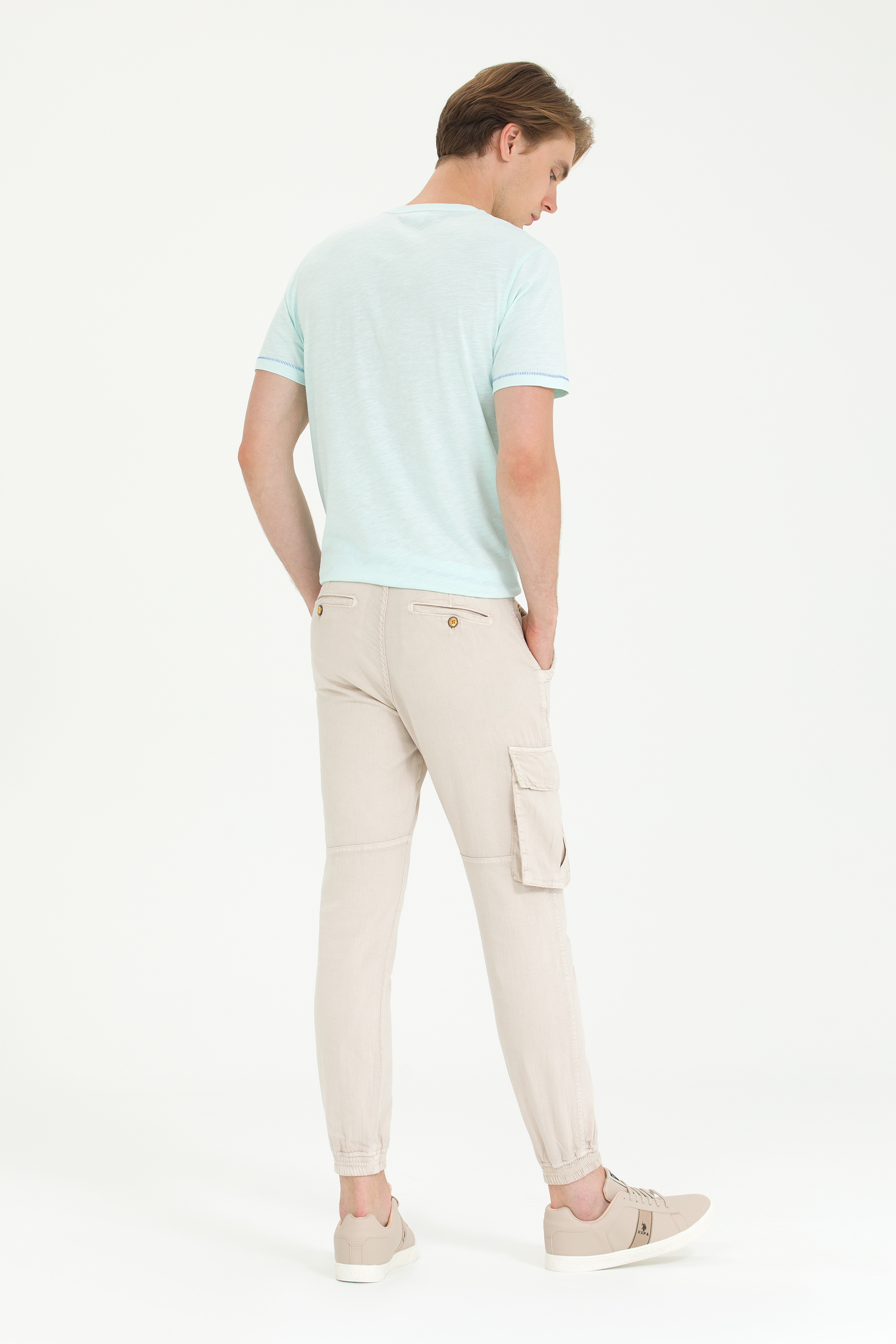 Erkek Jogger Fit Taş Kanvas Pantolon