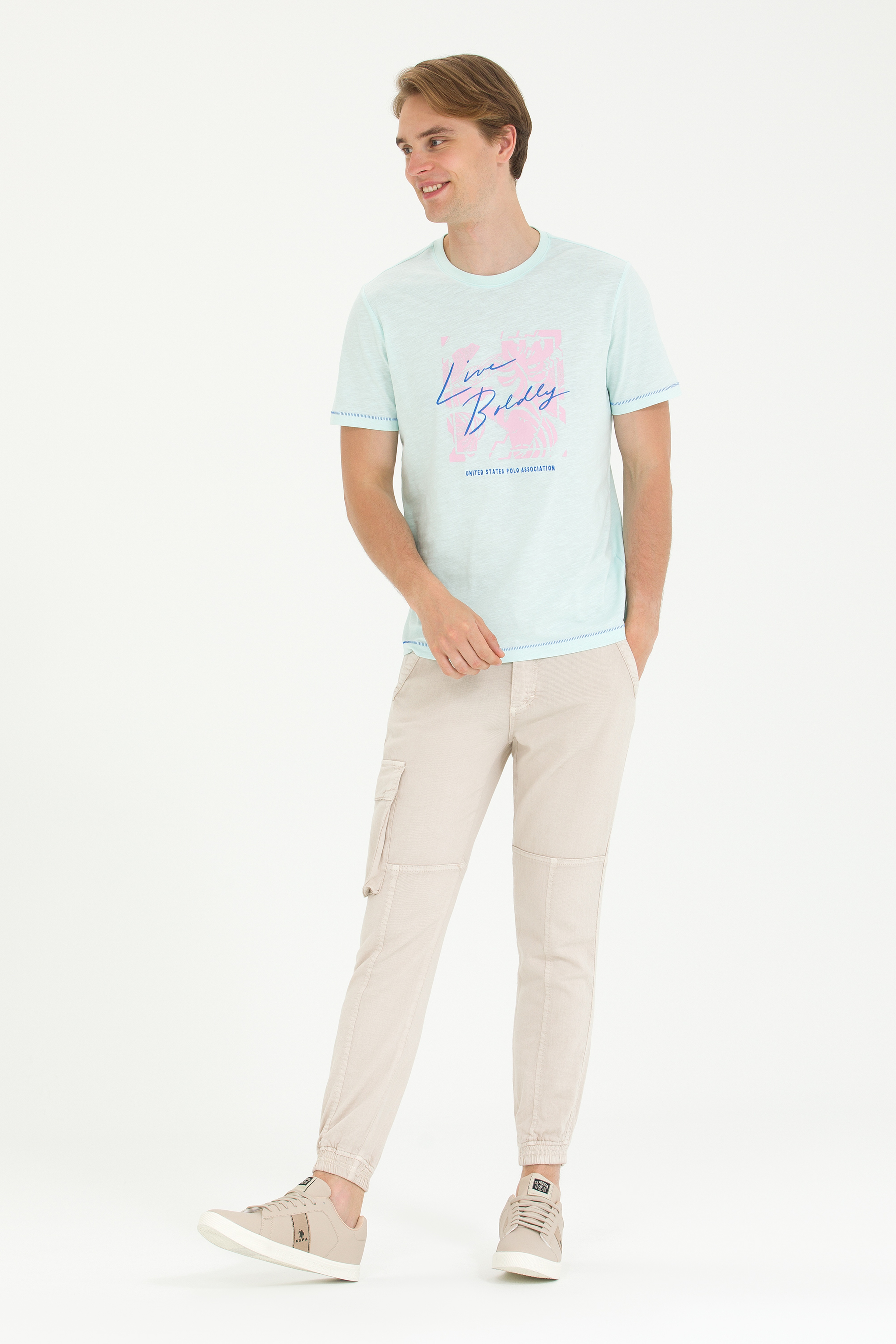 Erkek Jogger Fit Taş Kanvas Pantolon
