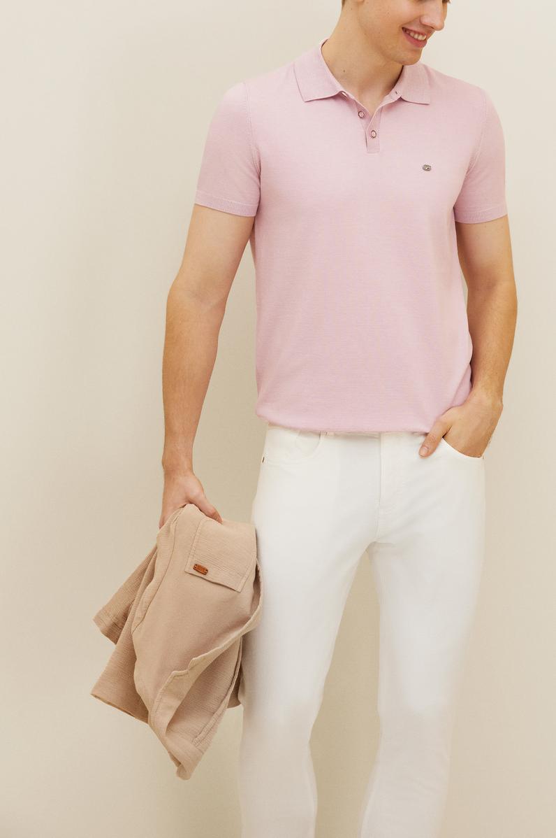 Erkek Slim Fit Ekru Kanvas Pantolon