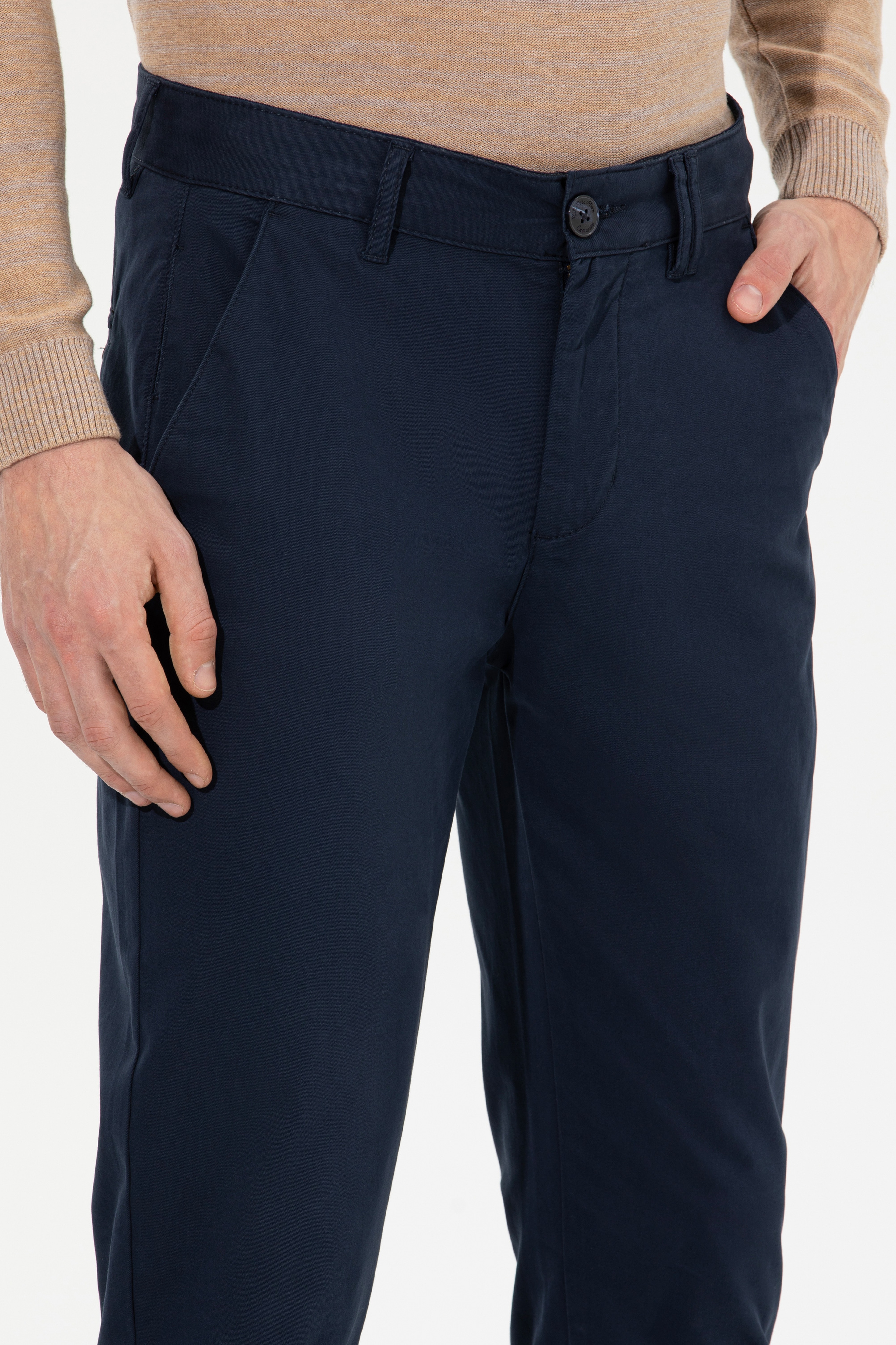 Erkek Slim Fit Lacivert Kanvas Pantolon - Image 6