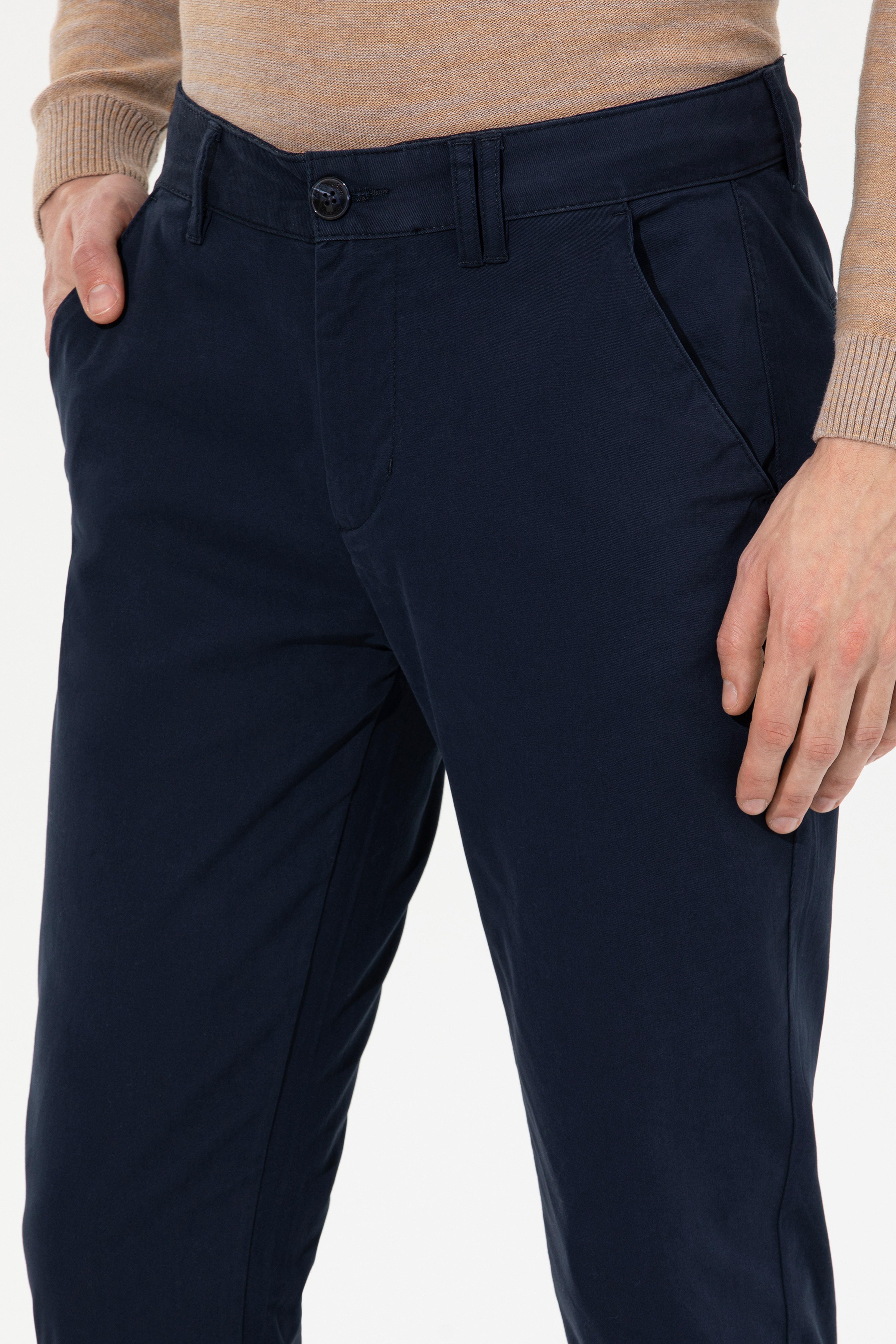 Erkek Slim Fit Lacivert Kanvas Pantolon