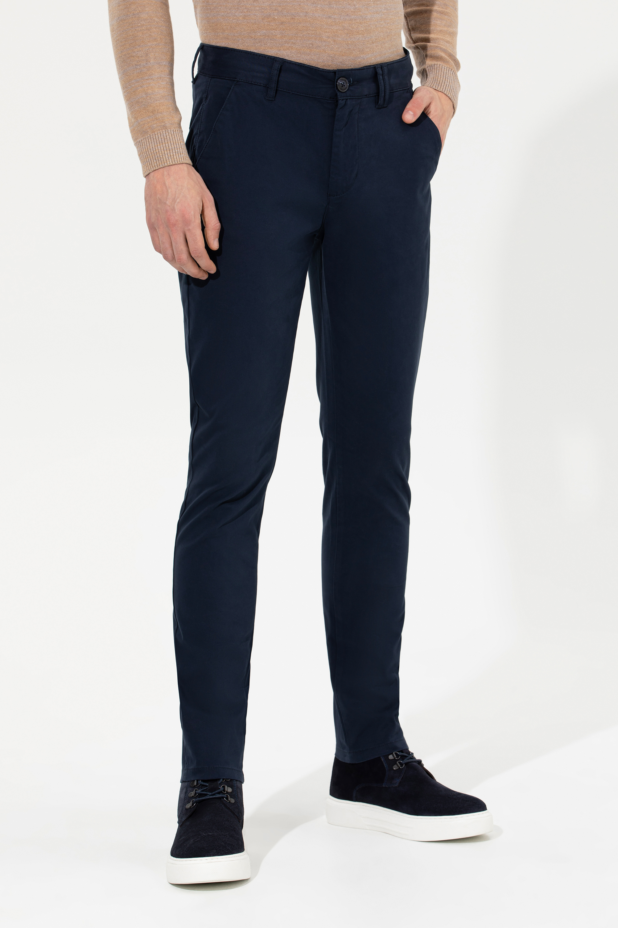 Erkek Slim Fit Lacivert Kanvas Pantolon