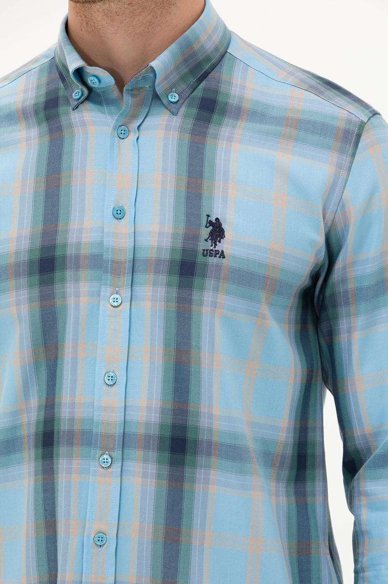 Erkek Mavi Uzun Kollu Gömlek