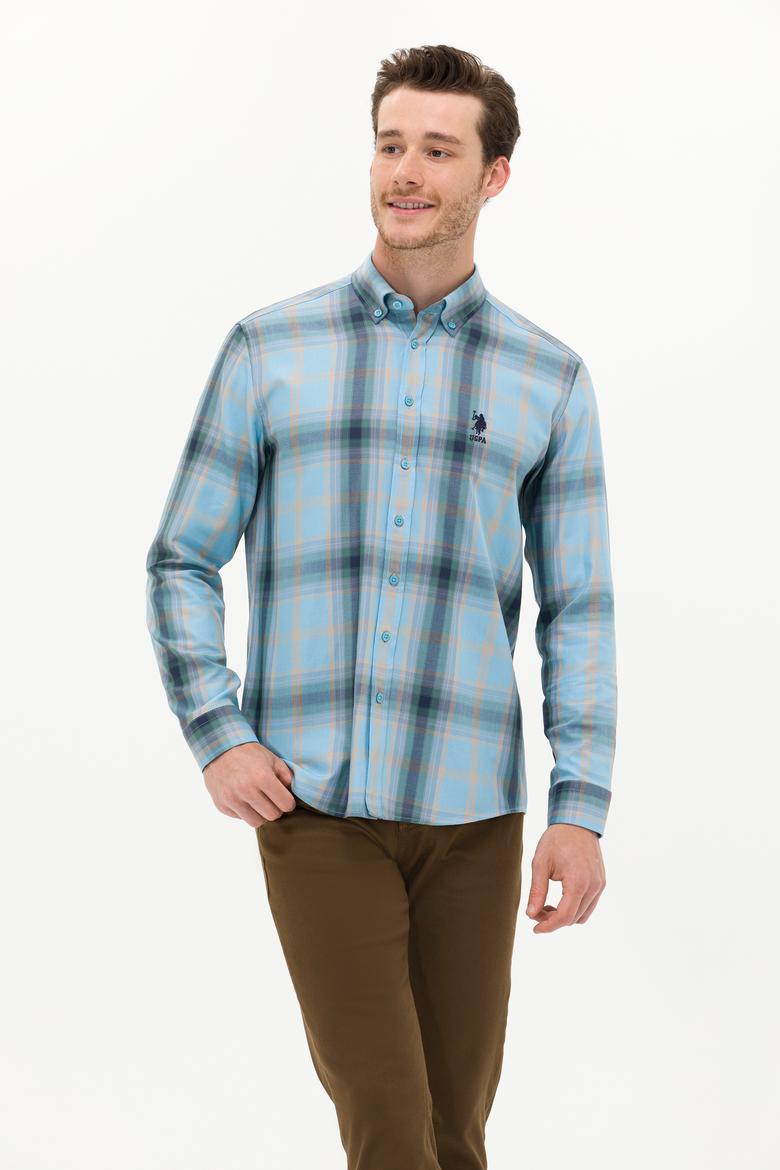 Erkek Mavi Uzun Kollu Gömlek