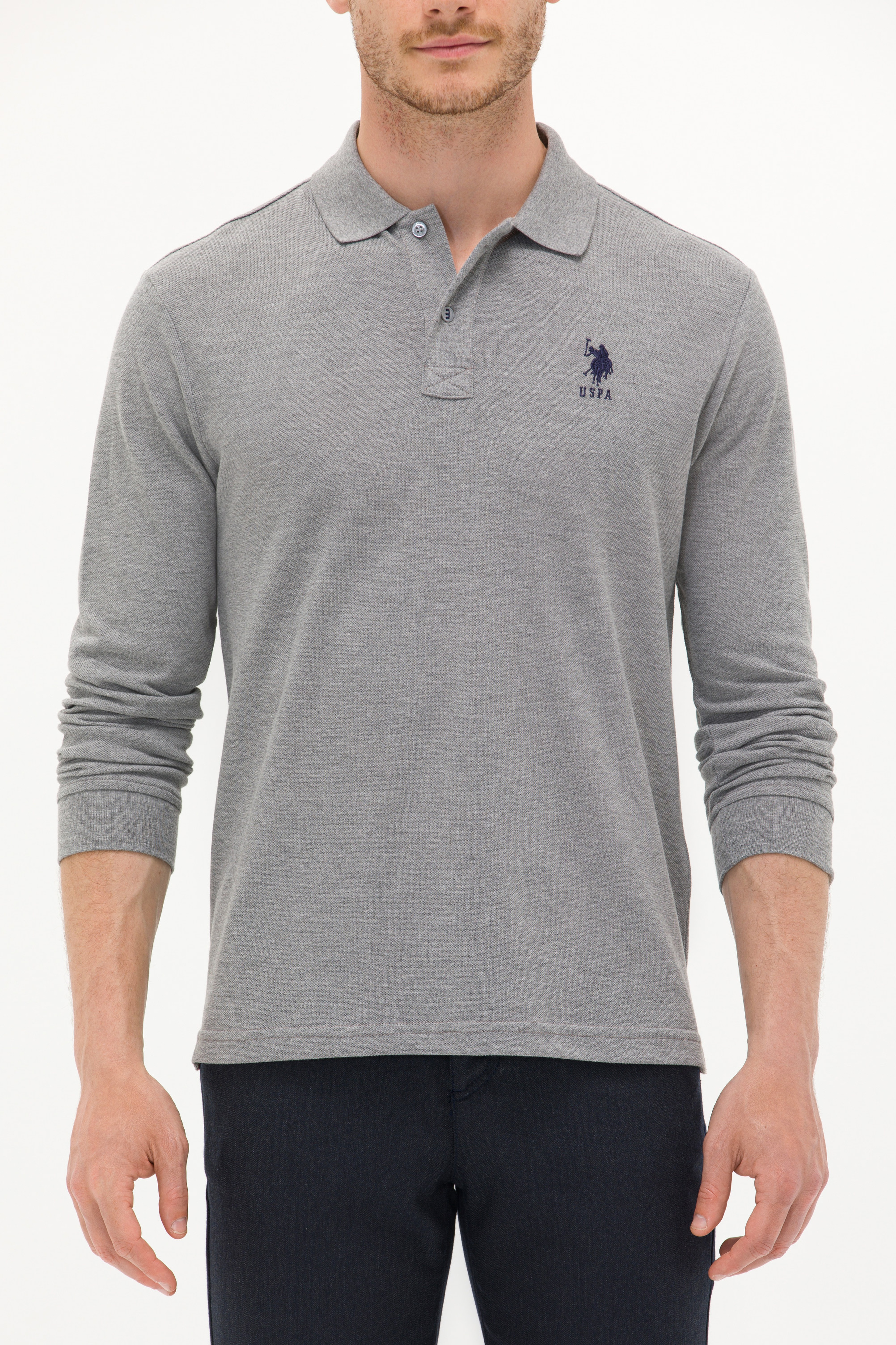 Erkek Gri Melanj Basic Sweatshirt - Image 6