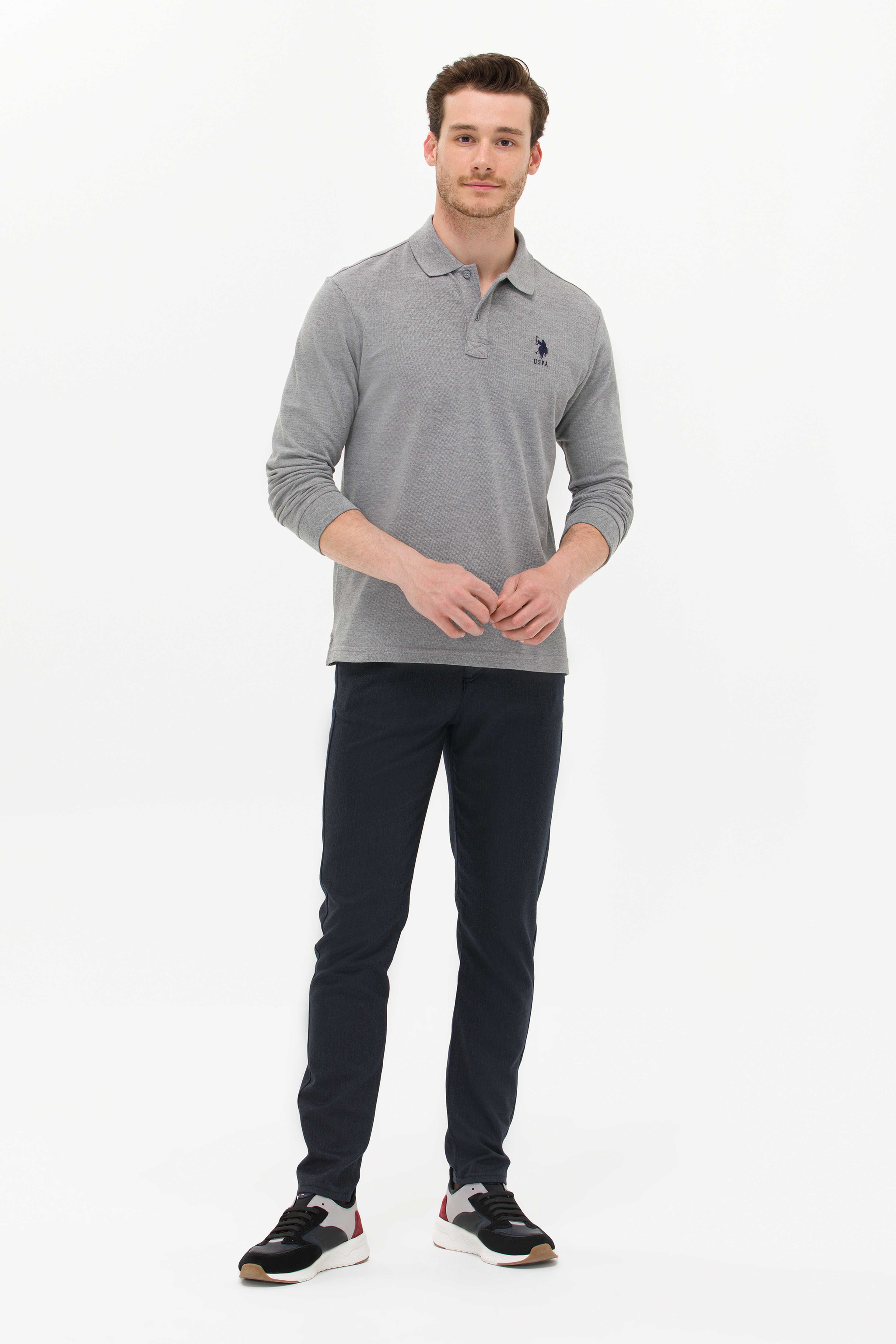 Erkek Gri Melanj Basic Sweatshirt