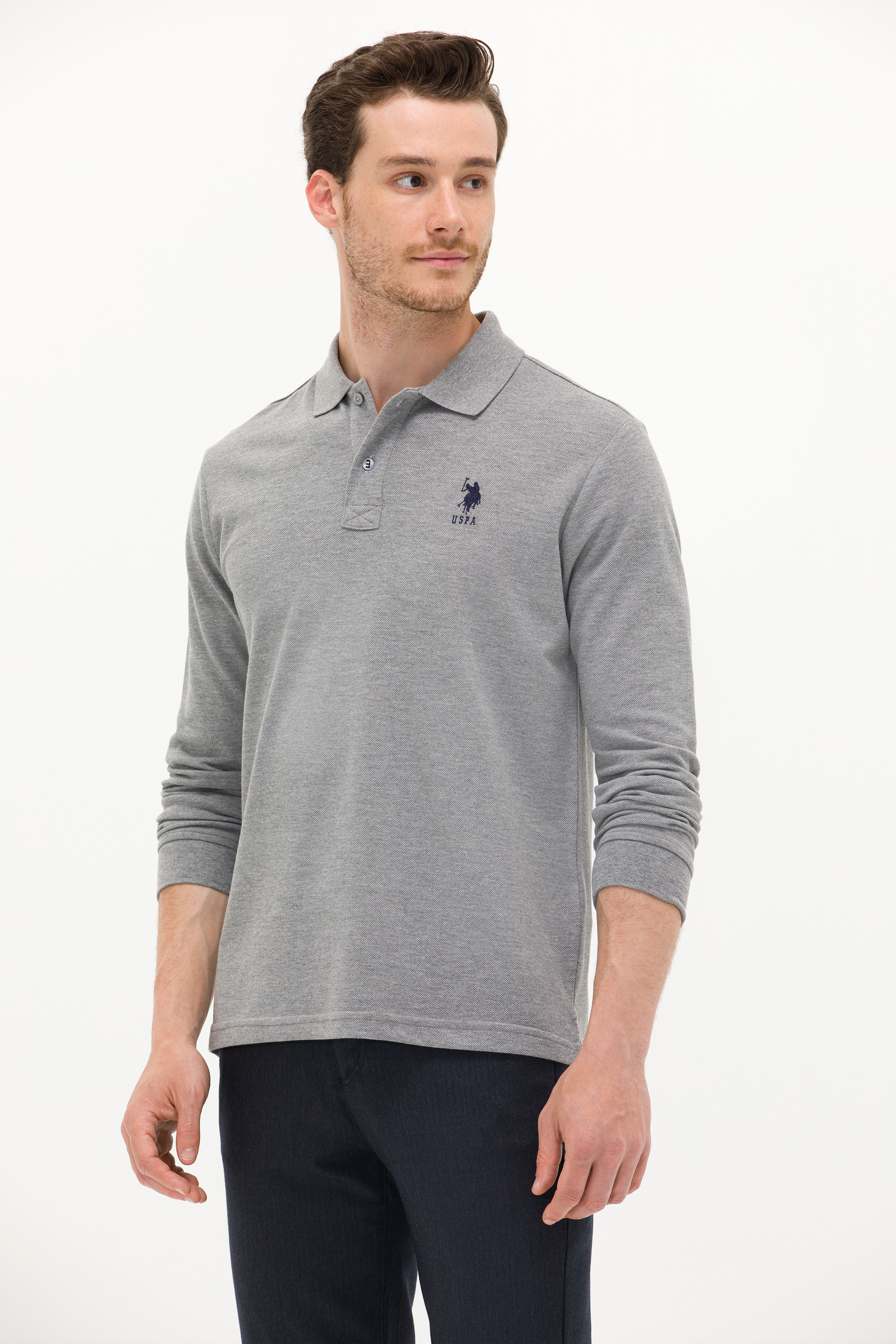Erkek Gri Melanj Basic Sweatshirt - Image 3