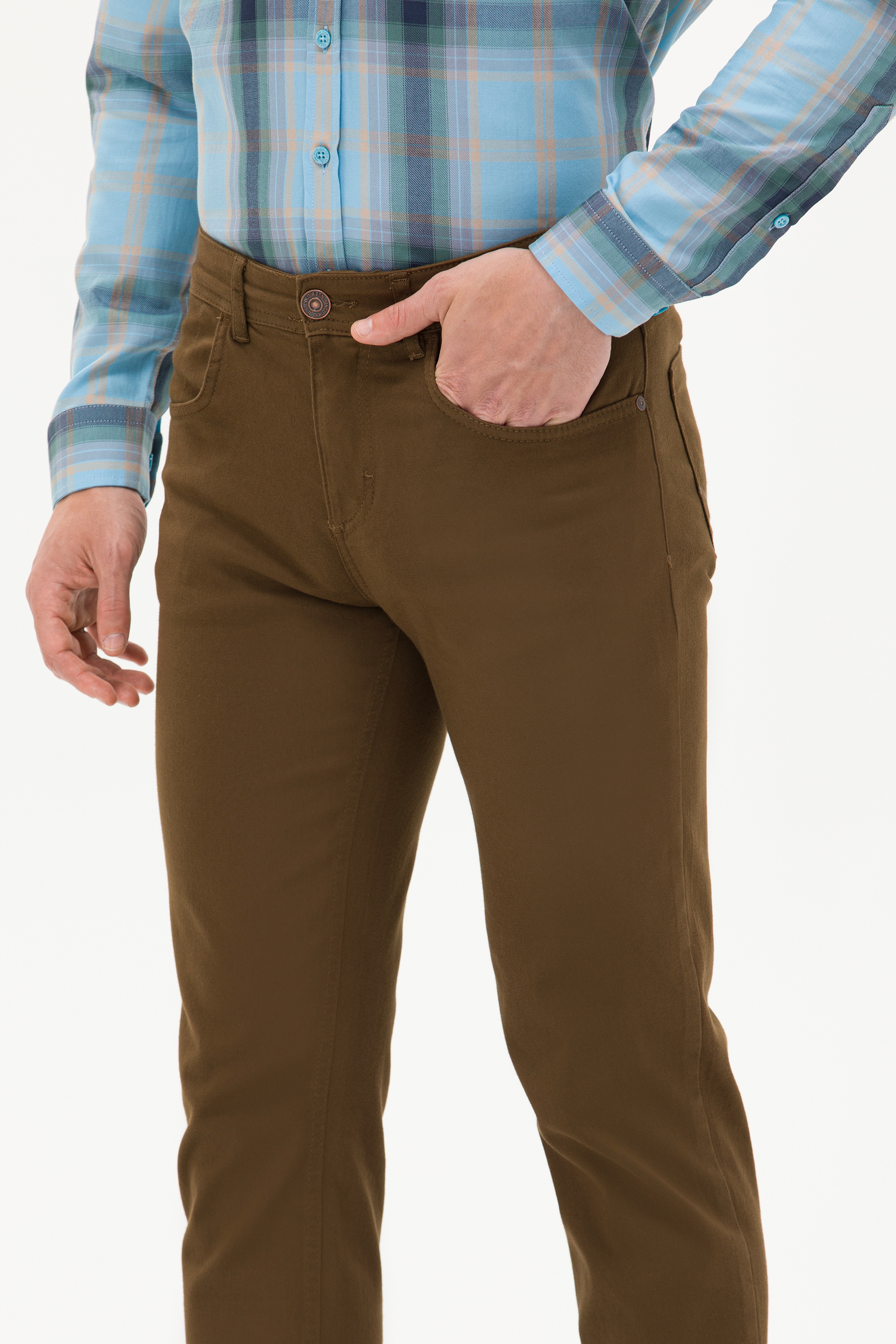 Erkek Slim Fit Coconut Kanvas Pantolon - Image 5