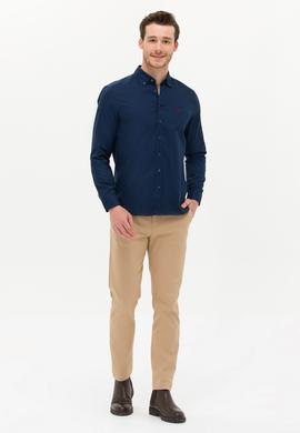 Erkek Lacivert Uzun Kollu Basic Gömlek - 50256698037