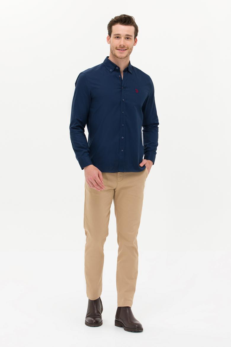 Erkek Lacivert Uzun Kollu Basic Gömlek - 50256698037