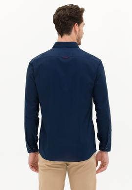 Erkek Lacivert Uzun Kollu Basic Gömlek - 50256698037