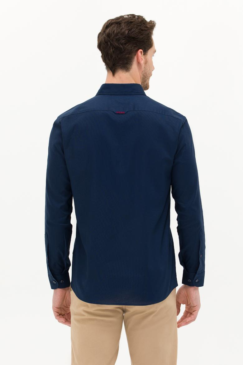 Erkek Lacivert Uzun Kollu Basic Gömlek - 50256698037