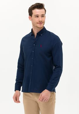 Erkek Lacivert Uzun Kollu Basic Gömlek - 50256698037