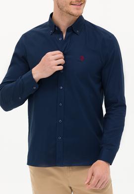 Erkek Lacivert Uzun Kollu Basic Gömlek - 50256698037