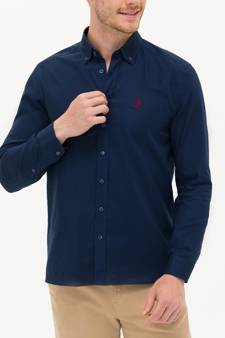 Erkek Lacivert Uzun Kollu Basic Gömlek - 50256698037