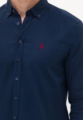 Erkek Lacivert Uzun Kollu Basic Gömlek - 50256698037