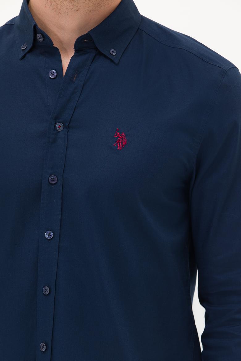 Erkek Lacivert Uzun Kollu Basic Gömlek - 50256698037