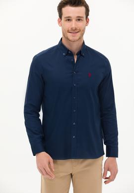 Erkek Lacivert Uzun Kollu Basic Gömlek - 50256698037