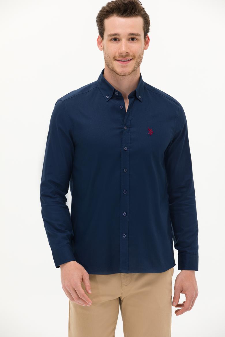 Erkek Lacivert Uzun Kollu Basic Gömlek - 50256698037