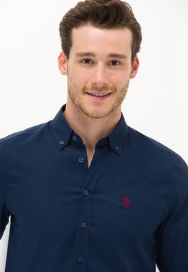 Erkek Lacivert Uzun Kollu Basic Gömlek - 50256698037