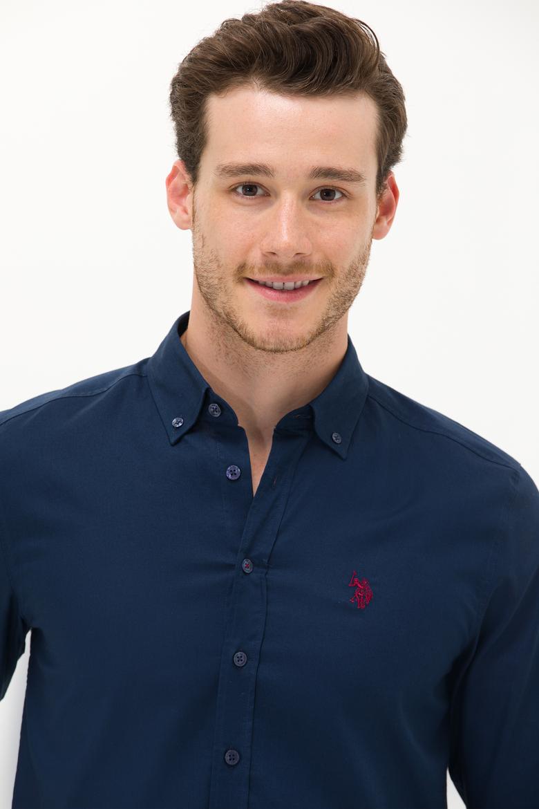 Erkek Lacivert Uzun Kollu Basic Gömlek - 50256698037