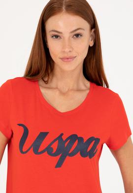 Kadın Kırmızı Bisiklet Yaka Tişört - 50265676053