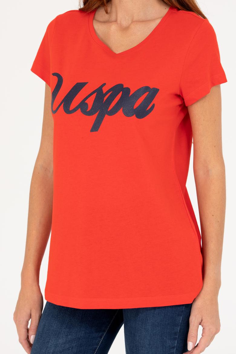 Kadın Kırmızı Bisiklet Yaka Tişört - 50265676053