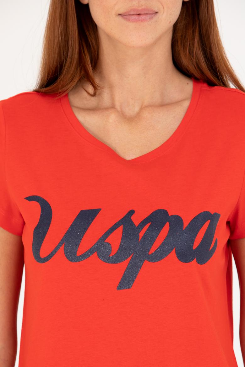 Kadın Kırmızı Bisiklet Yaka Tişört - 50265676053