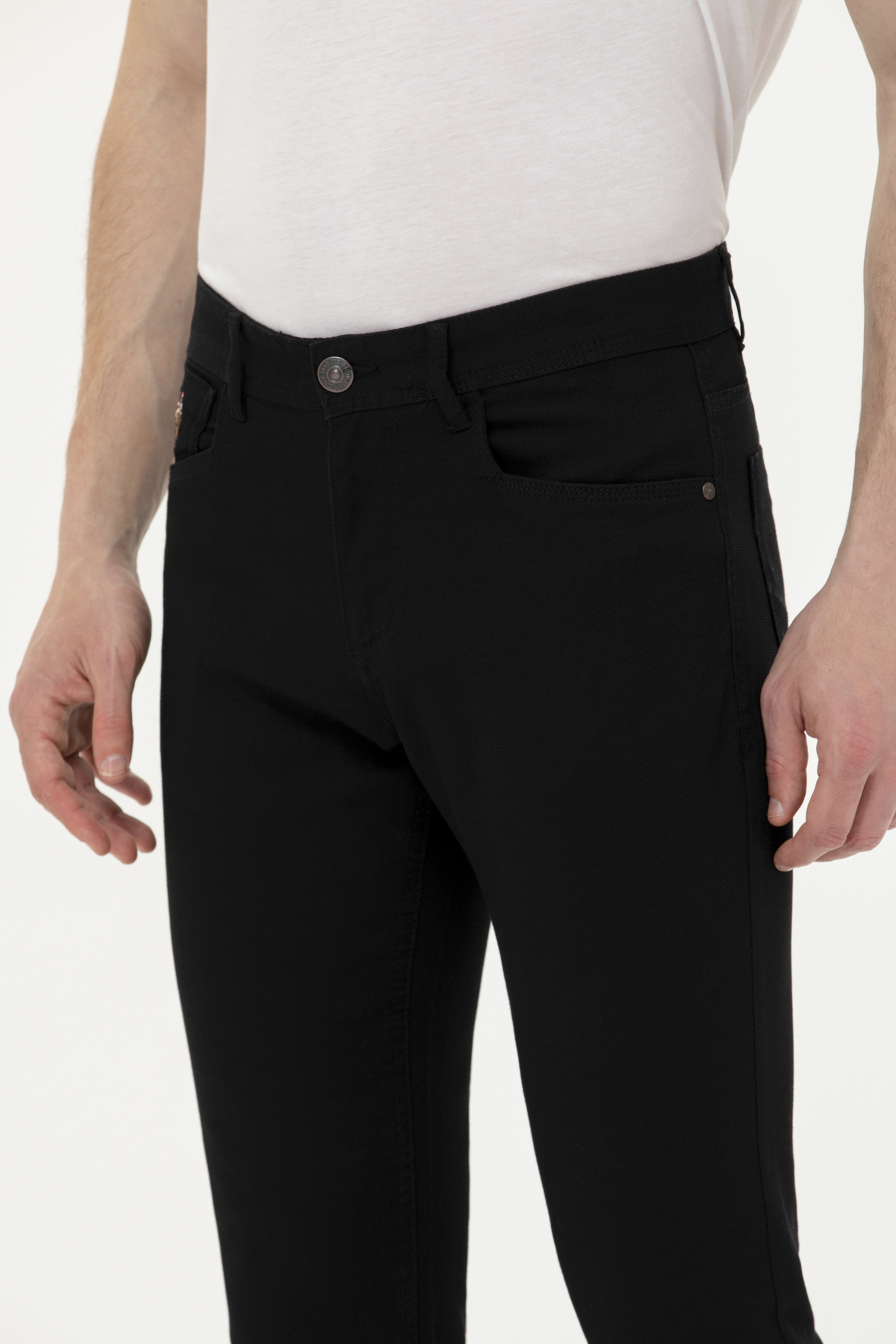 Erkek Slim Fit Siyah Kanvas / Chino Pantolon