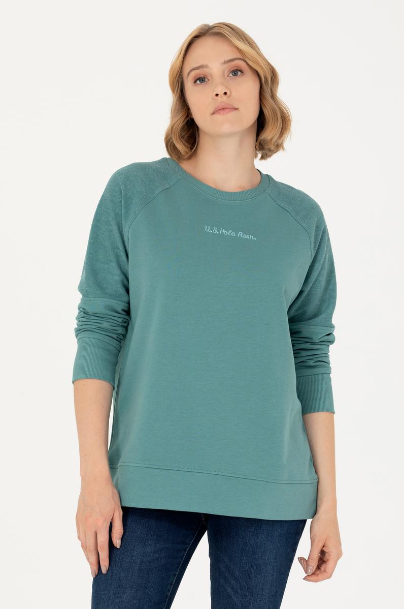 Kadın Mint Bisiklet Yaka Sweatshirt