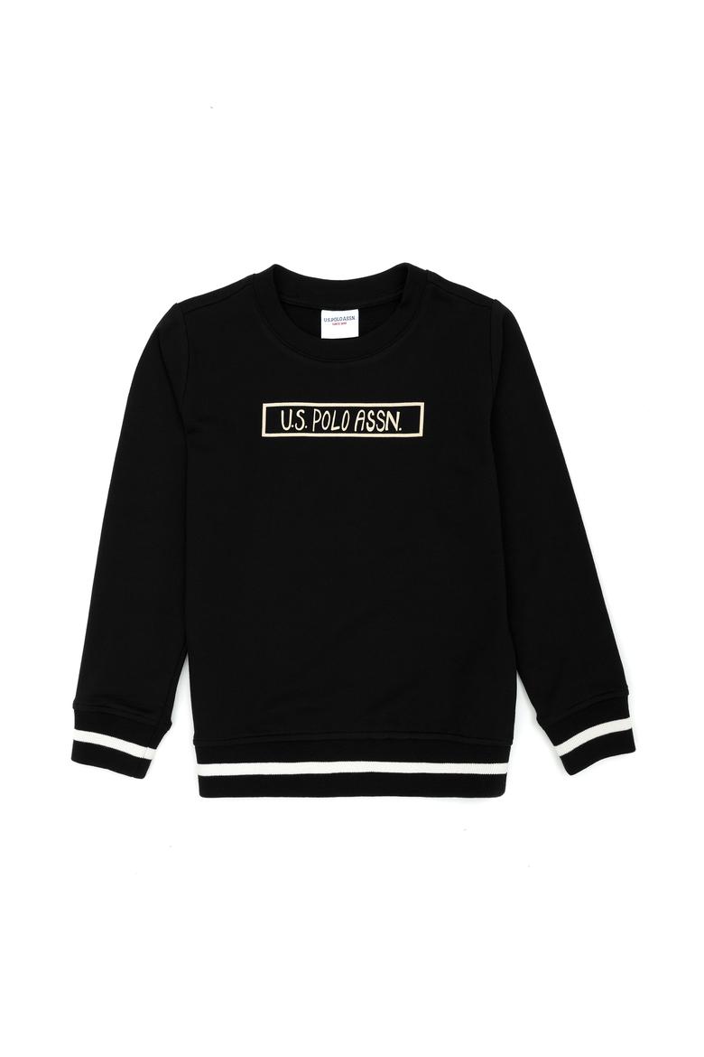 Çocuk Siyah Basic Bisiklet Yaka Sweatshirt