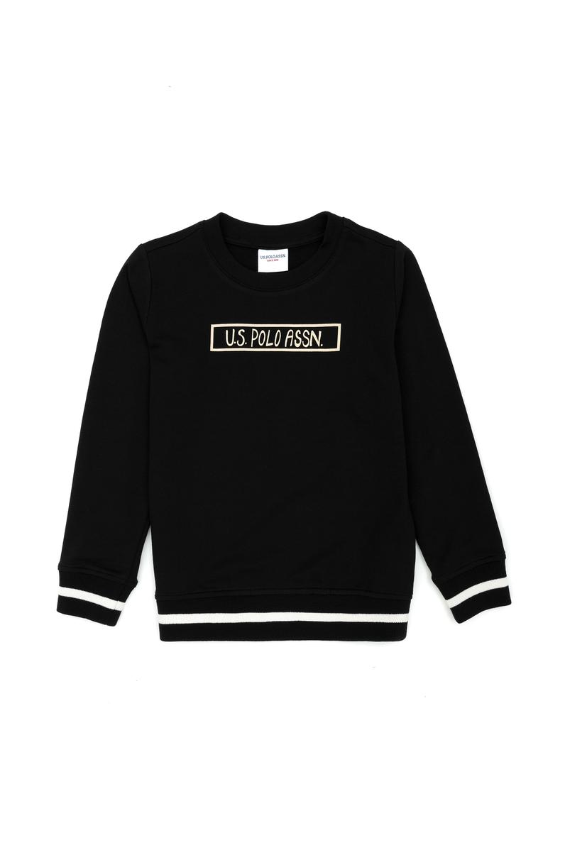 Çocuk Siyah Basic Bisiklet Yaka Sweatshirt