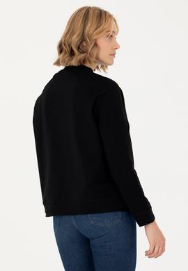 Kadın Siyah Bisiklet Yaka Sweatshirt - 50276027014