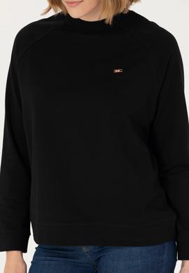 Kadın Siyah Bisiklet Yaka Sweatshirt - 50276027014