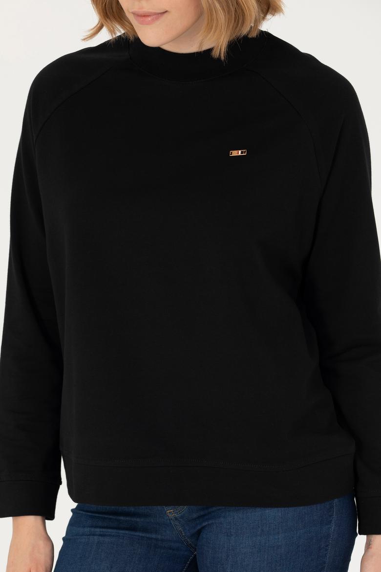 Kadın Siyah Bisiklet Yaka Sweatshirt - 50276027014