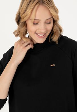 Kadın Siyah Bisiklet Yaka Sweatshirt - 50276027014