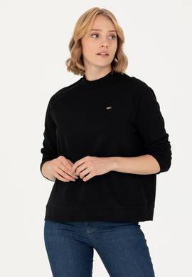 Kadın Siyah Bisiklet Yaka Sweatshirt - 50276027014