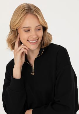 Kadın Siyah Dik Yaka Sweatshirt - 50277560020