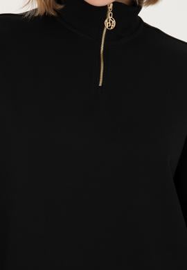 Kadın Siyah Dik Yaka Sweatshirt - 50277560020