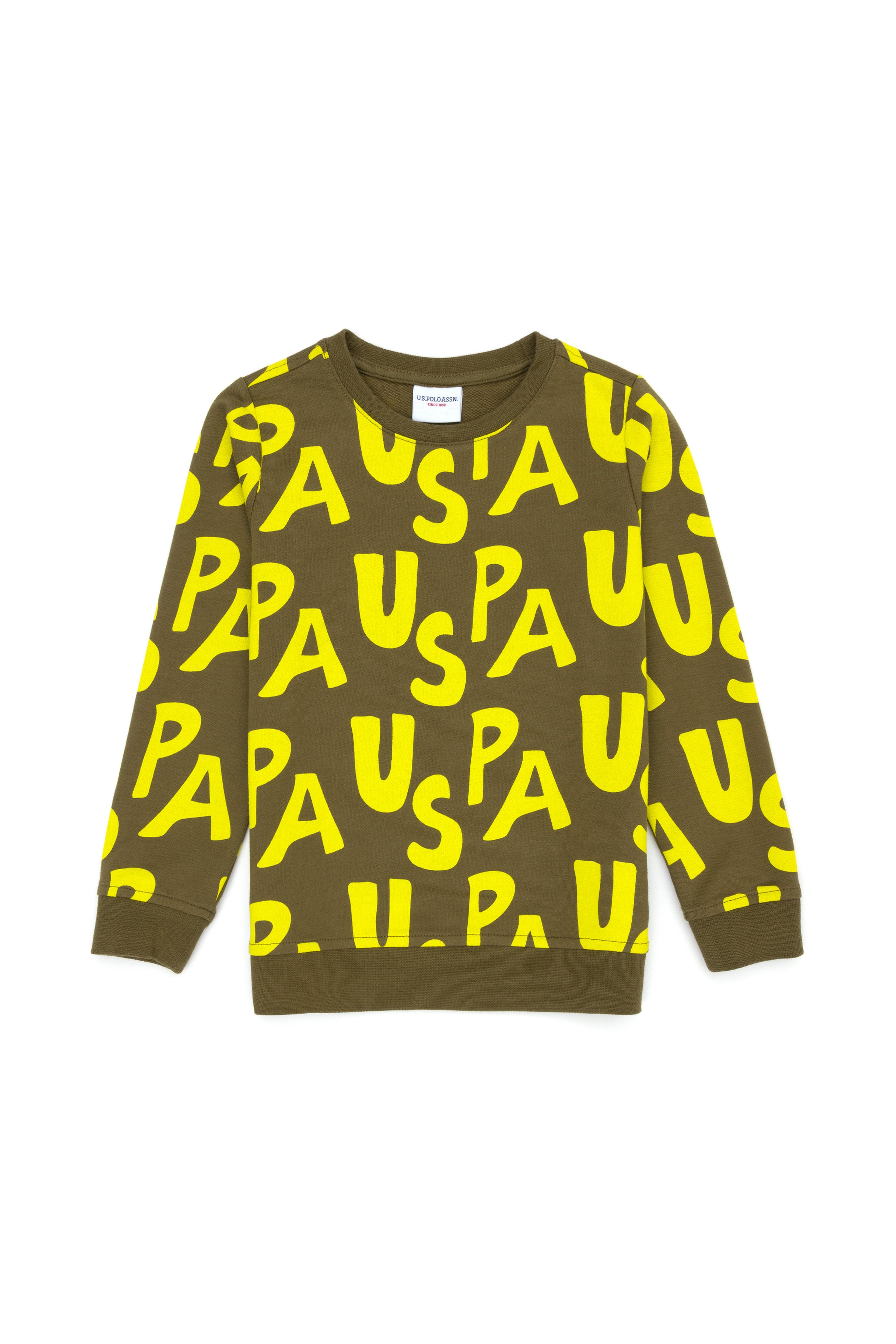 Çocuk Haki Bisiklet Yaka Sweatshirt - Image 1