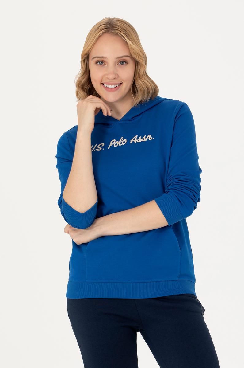 Kadın Saks Kapüşonlu Sweatshirt