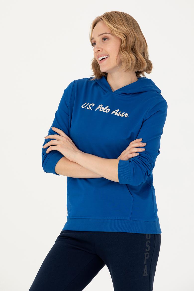 Kadın Saks Kapüşonlu Sweatshirt - 50276015037