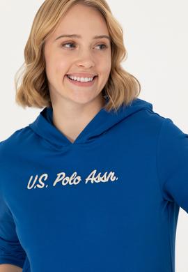 Kadın Saks Kapüşonlu Sweatshirt - 50276015037