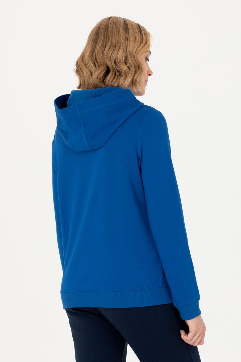 Kadın Saks Kapüşonlu Sweatshirt - 50276015037