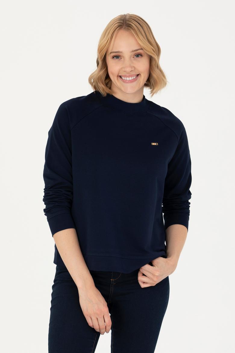 Kadın Lacivert Bisiklet Yaka Sweatshirt