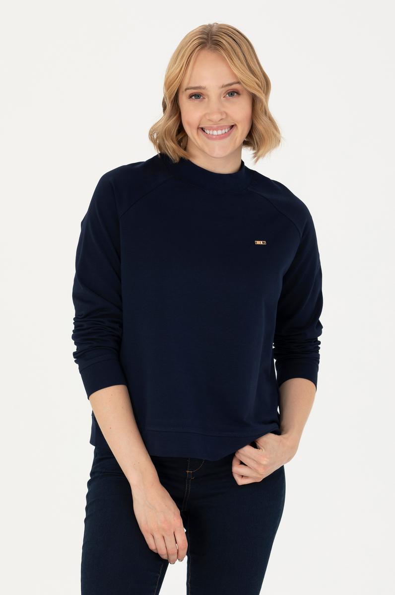 Kadın Lacivert Bisiklet Yaka Sweatshirt