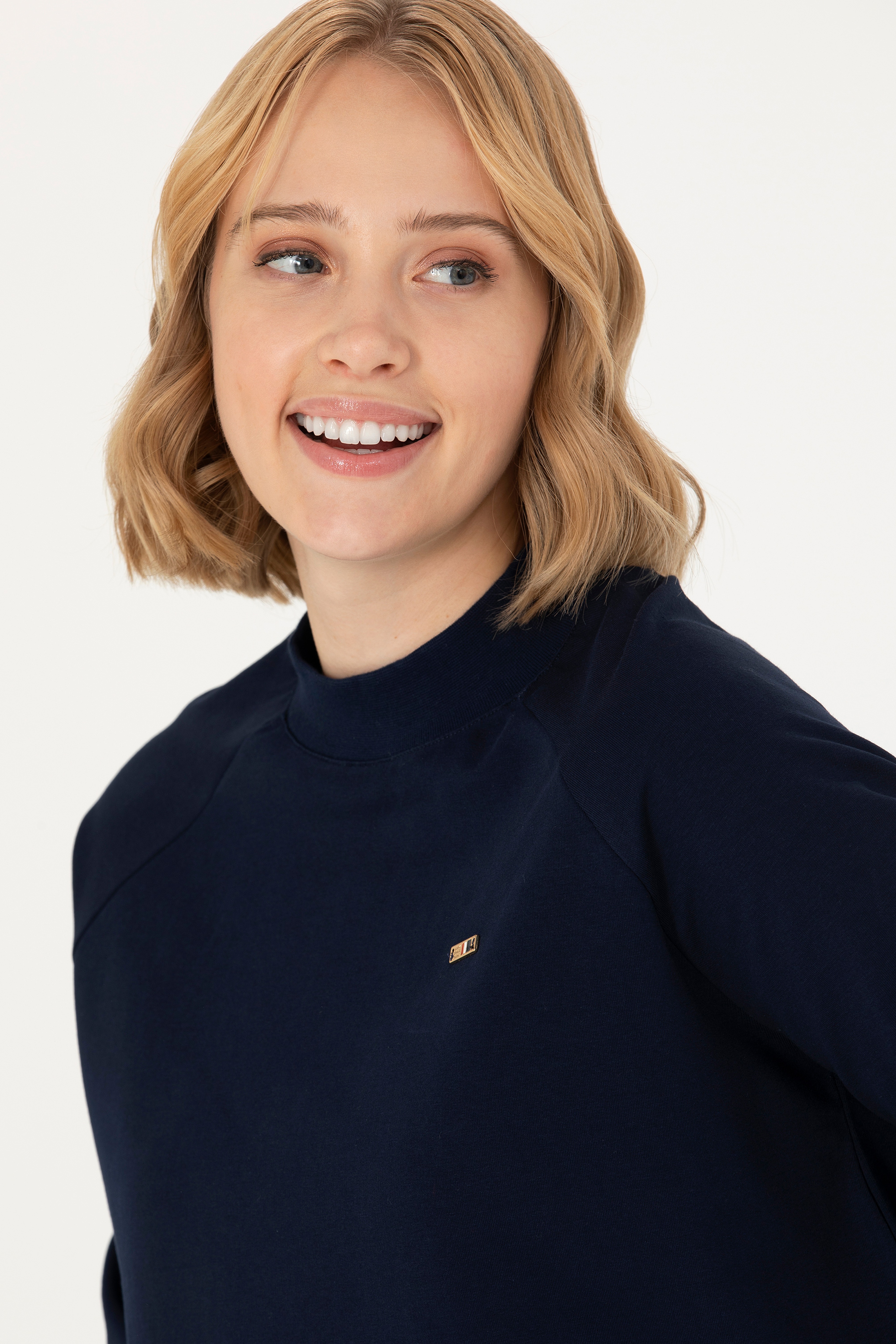 Kadın Lacivert Bisiklet Yaka Sweatshirt